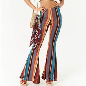 Striped Flare-Leg Pants